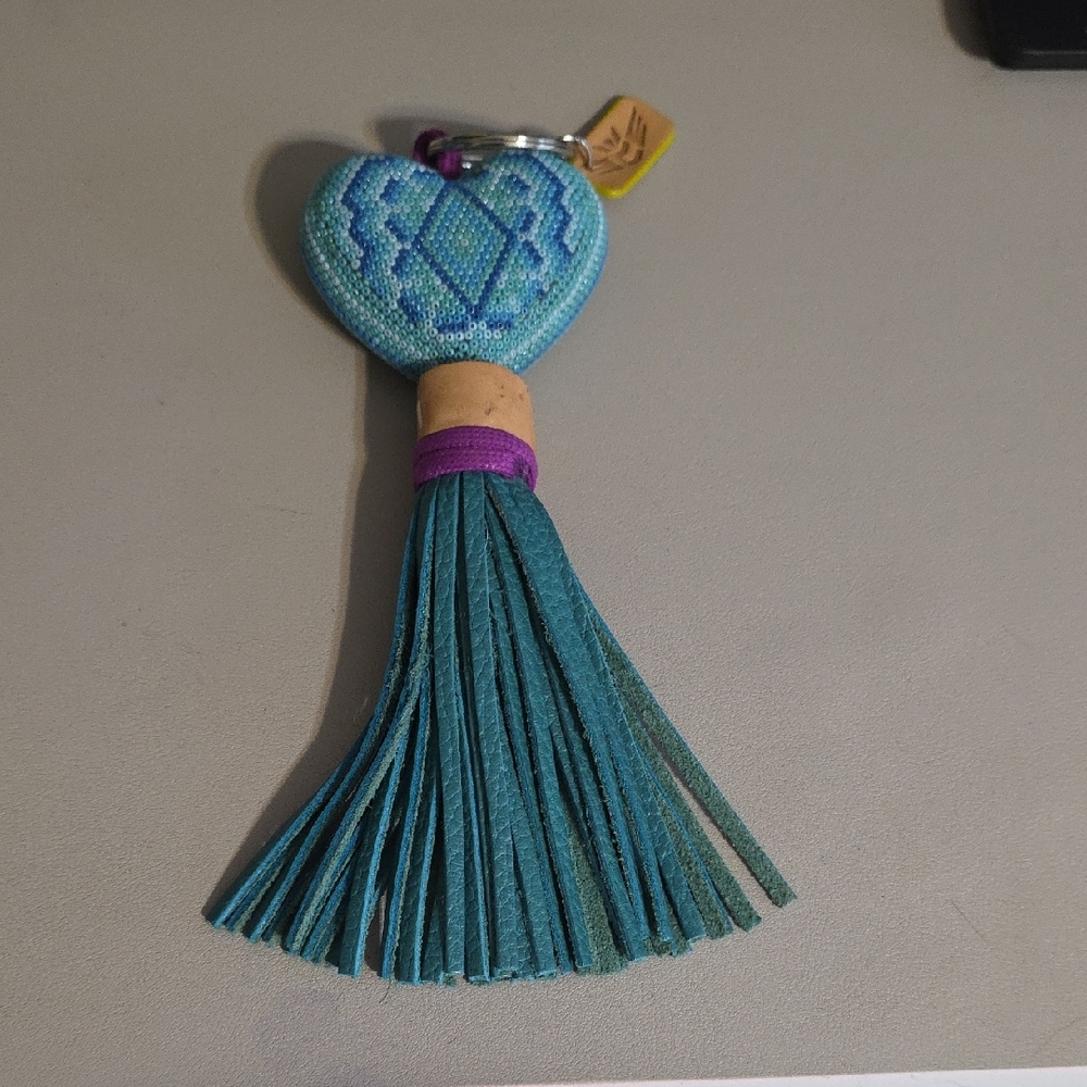 CONSUELA Blue Heart Keychain with Tassel